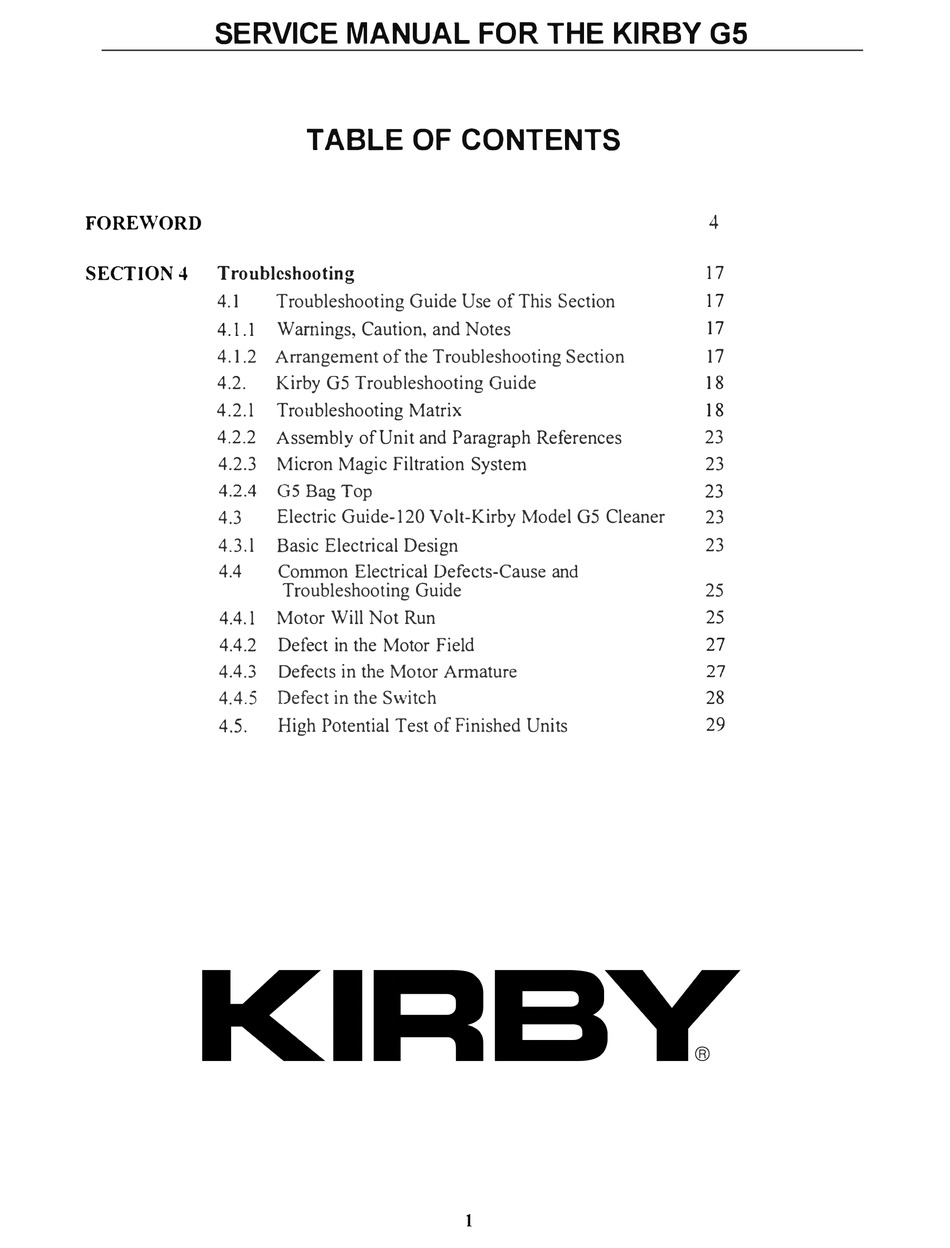 KIRBY G5 SERVICE MANUAL Pdf Download ManualsLib