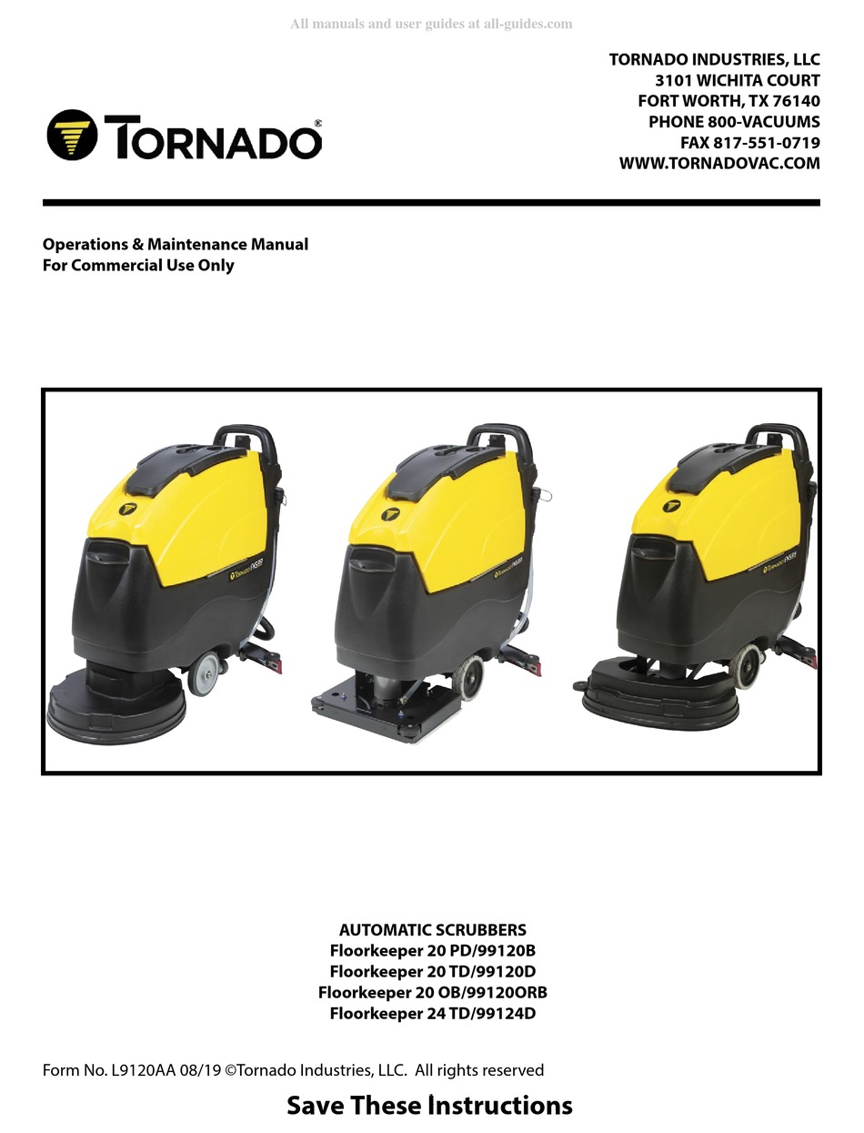 TORNADO FLOORKEEPER 20 PD OPERATOR'S MAINTENANCE MANUAL Pdf Download