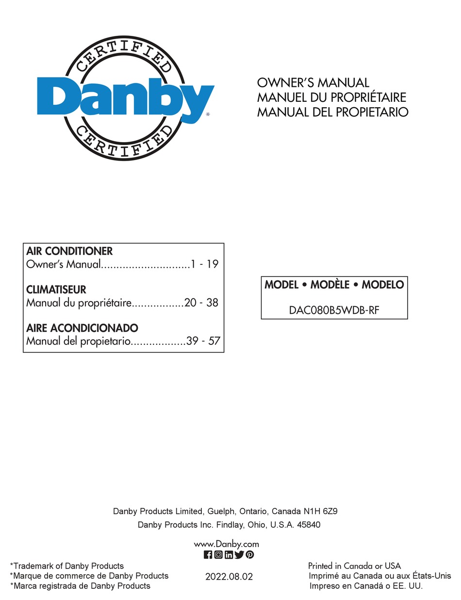 DANBY DAC080B5WDB-RF OWNER'S MANUAL Pdf Download | ManualsLib