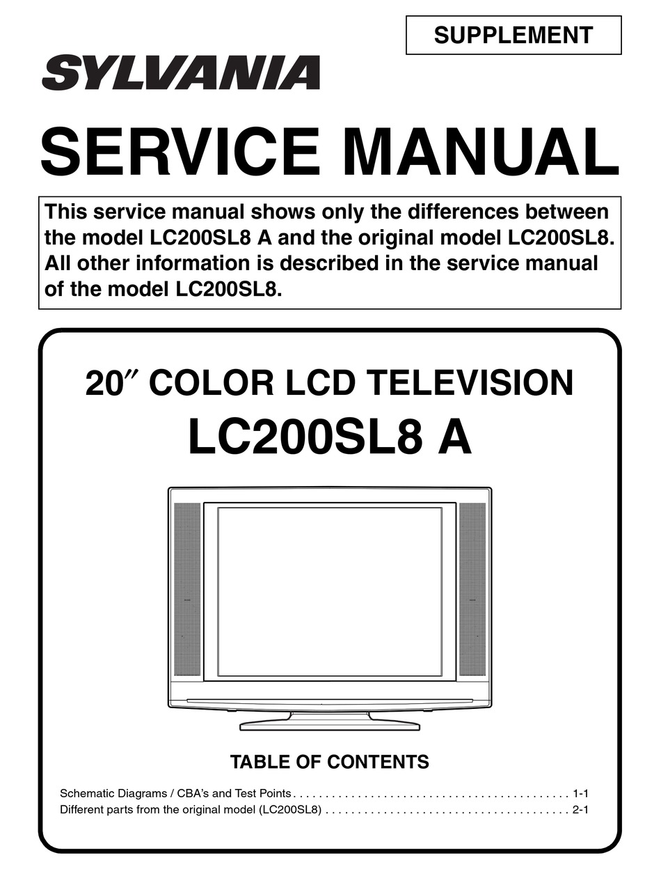SYLVANIA LC200SL8 A SERVICE MANUAL SUPPLEMENT Pdf Download ManualsLib