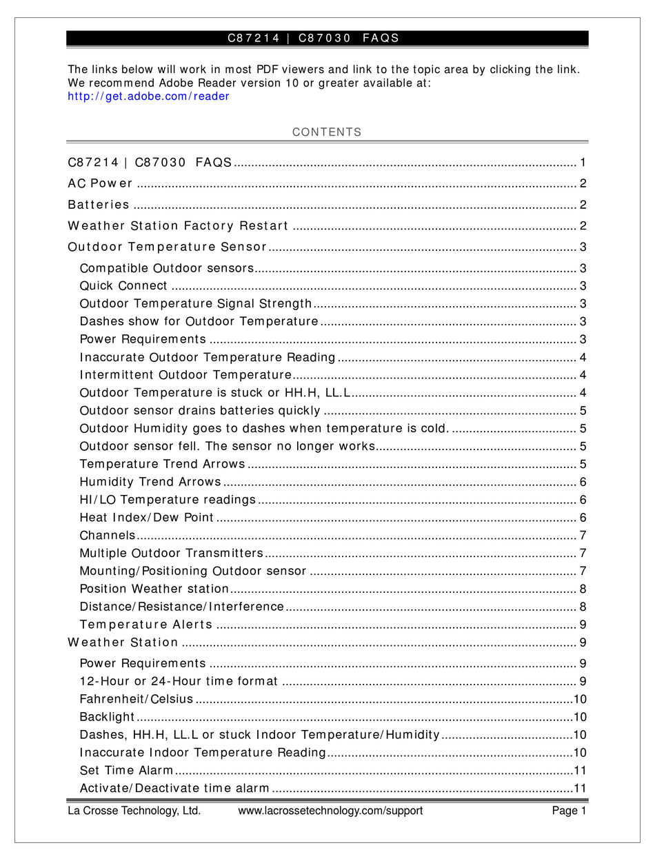 LA CROSSE TECHNOLOGY C87214 FAQ Pdf Download ManualsLib