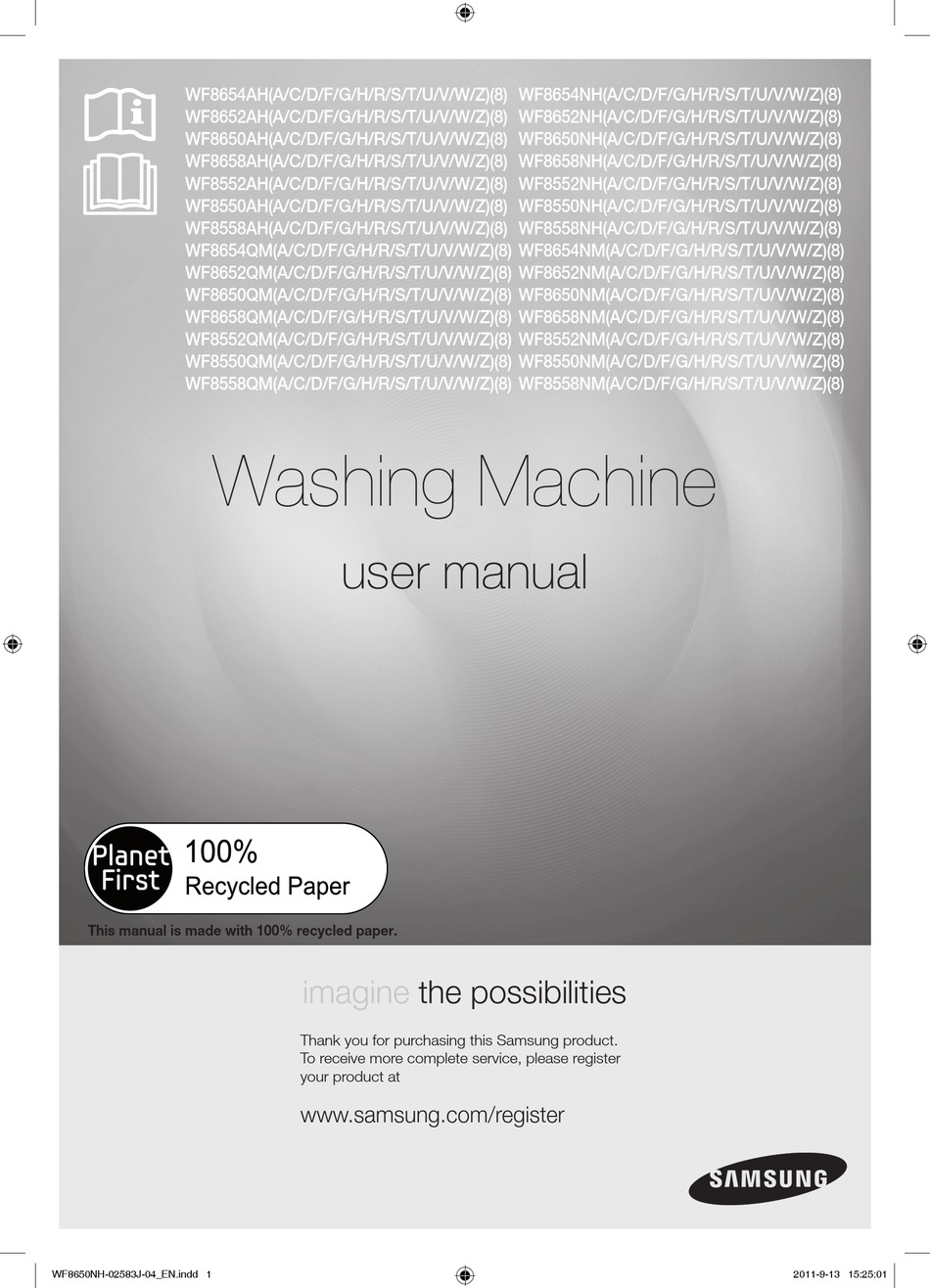 SAMSUNG WF8654QM USER MANUAL Pdf Download | ManualsLib