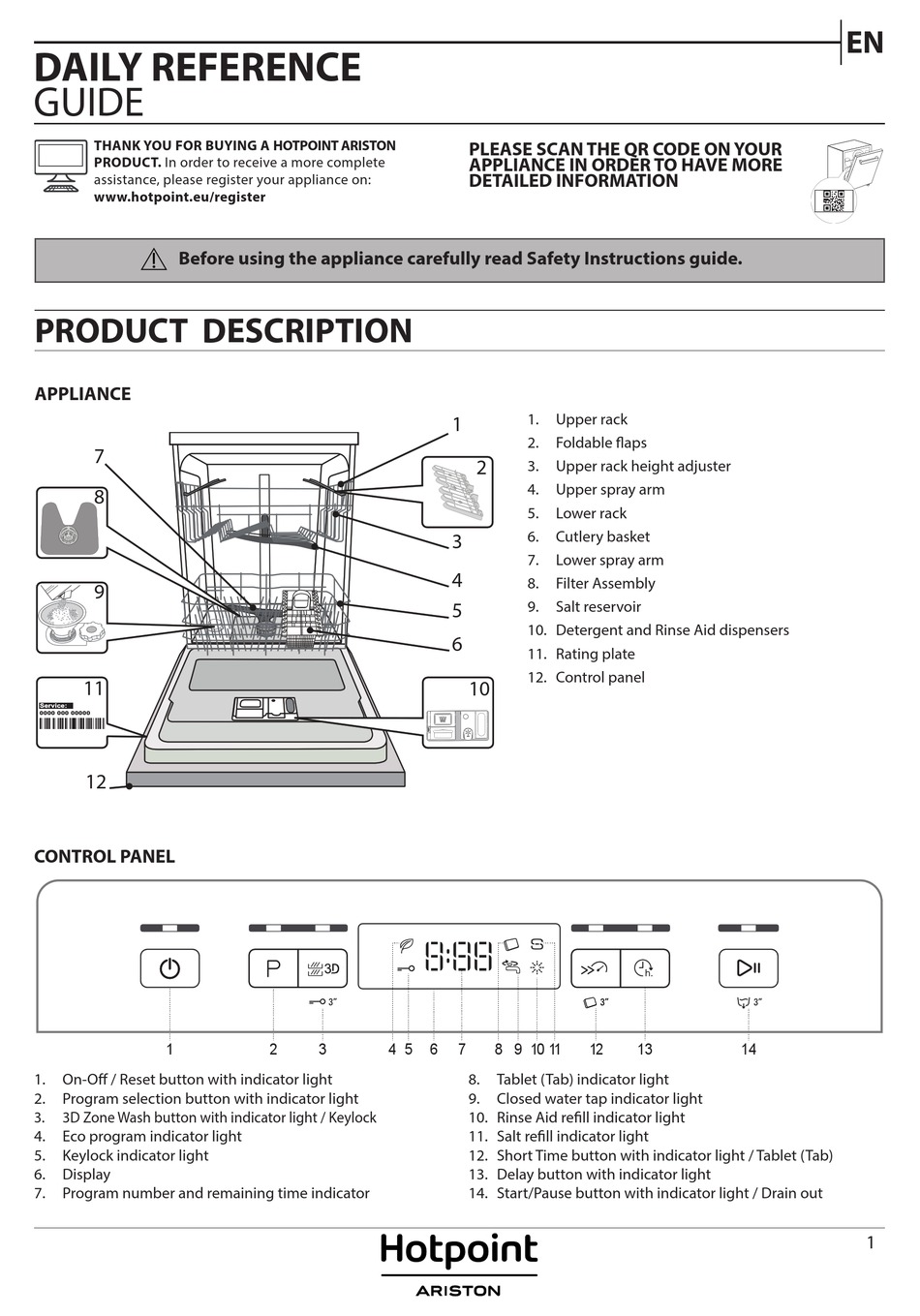 HOTPOINT HFC 3C41 CW X DAILY REFERENCE MANUAL Pdf Download | ManualsLib