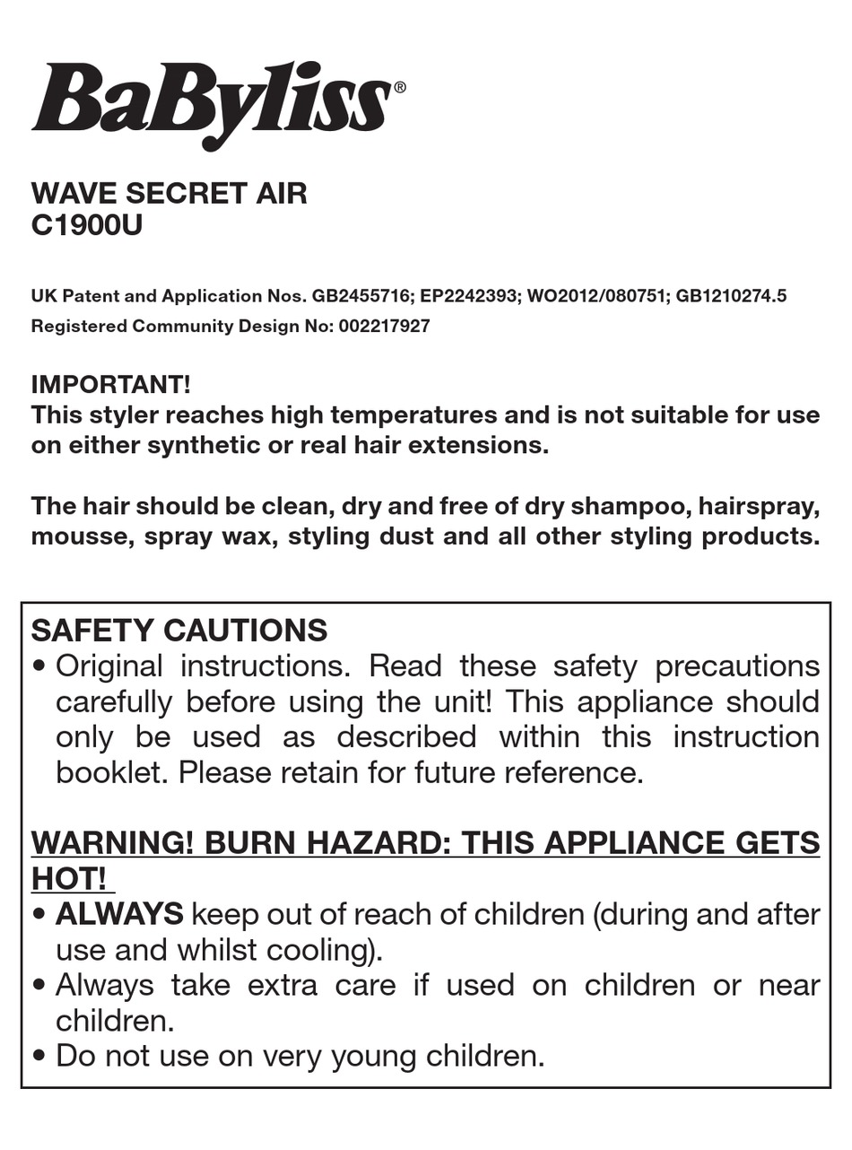 Babyliss Wave Secret Air Manual Pdf Download Manualslib