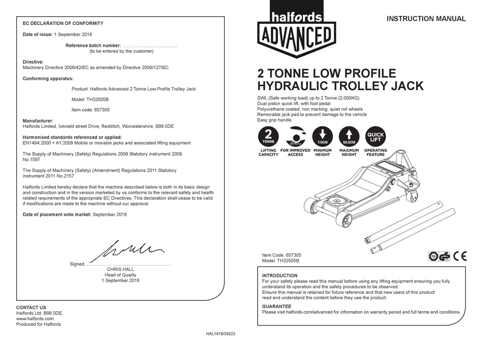 HALFORDS ADVANCED TH32505B INSTRUCTION MANUAL Pdf Download ManualsLib