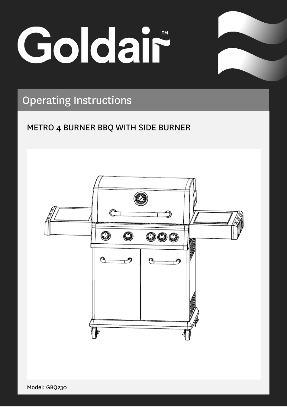 GOLDAIR METRO GBQ230 OPERATING INSTRUCTIONS MANUAL Pdf Download