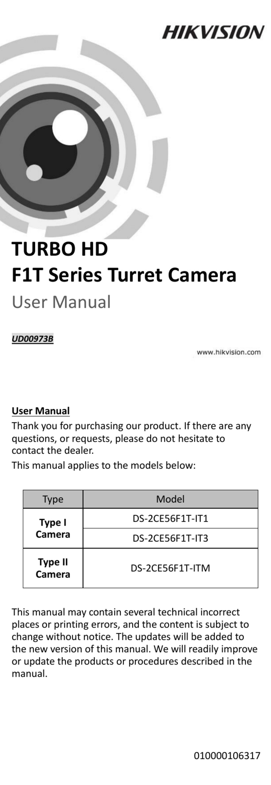 HIKVISION DS2CE56F1TIT1 USER MANUAL Pdf Download ManualsLib
