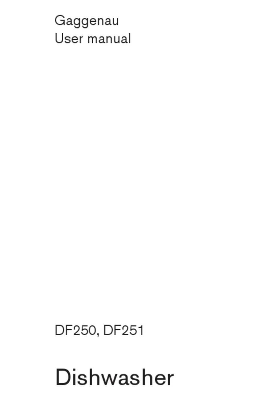 GAGGENAU DF250 USER MANUAL Pdf Download ManualsLib