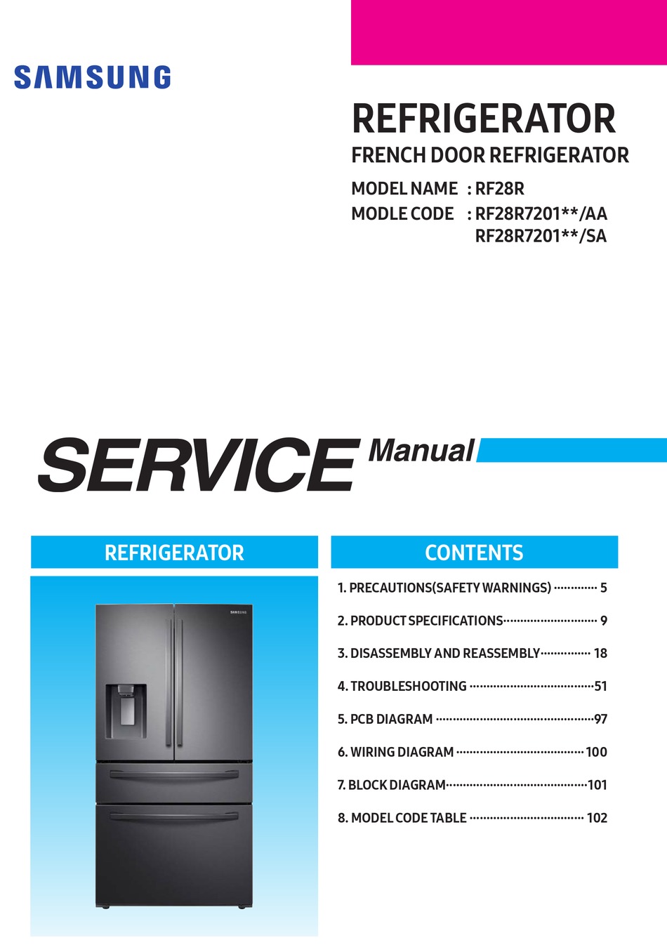SAMSUNG RF28R7201 AA SERIES SERVICE MANUAL Pdf Download | ManualsLib