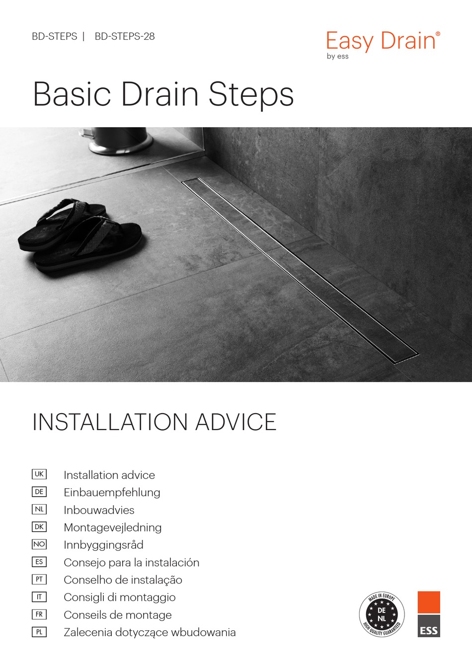 ESS EASY DRAIN BDSTEPS INSTALLATION ADVICE Pdf Download ManualsLib