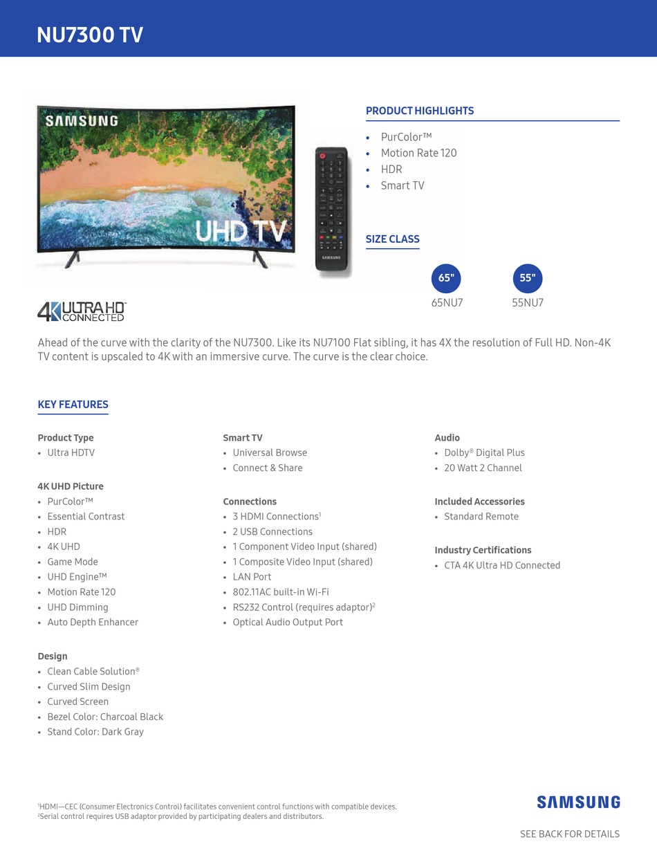 SAMSUNG NU7300 TV MANUAL Pdf Download | ManualsLib