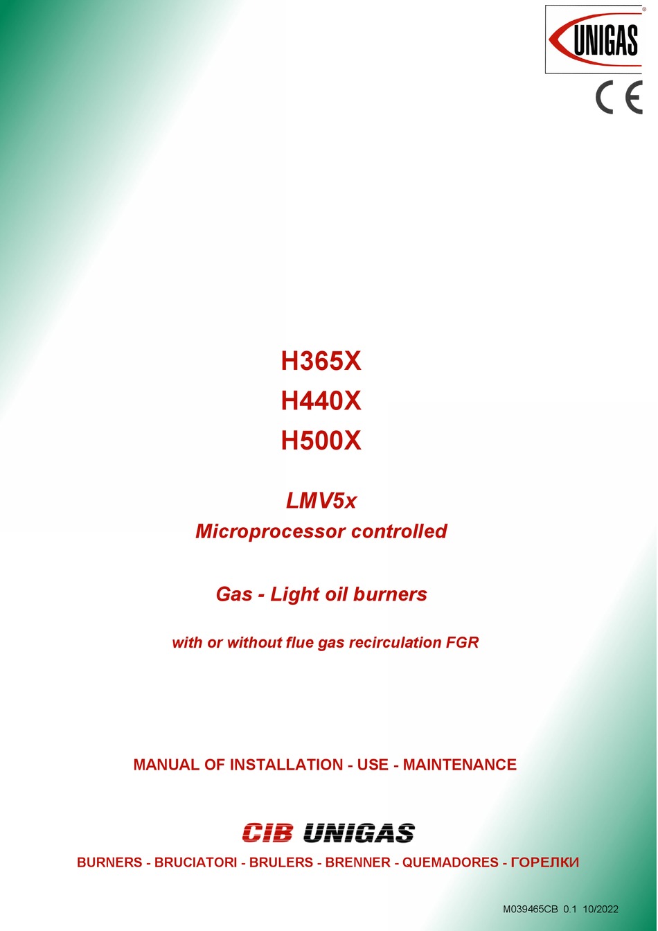 CIB UNIGAS LMV5 SERIES MANUAL OF INSTALLATION USE MAINTENANCE Pdf