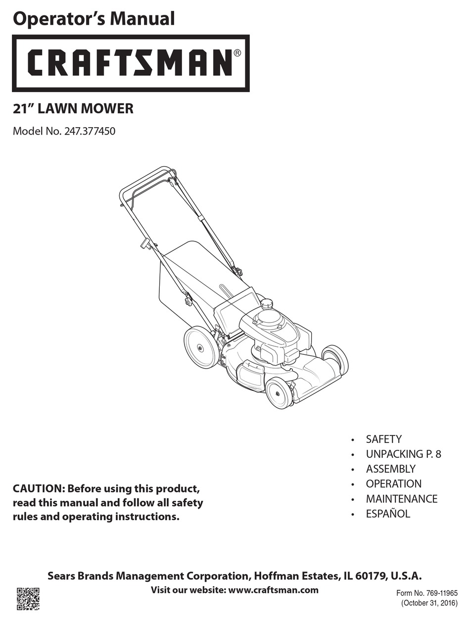 CRAFTSMAN 247.377450 OPERATOR'S MANUAL Pdf Download | ManualsLib