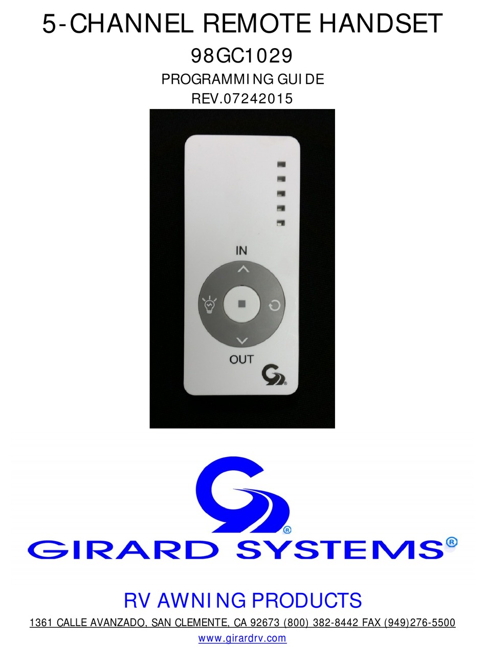 GIRARD PRODUCTS 98GC1029 PROGRAMMING MANUAL Pdf Download ManualsLib