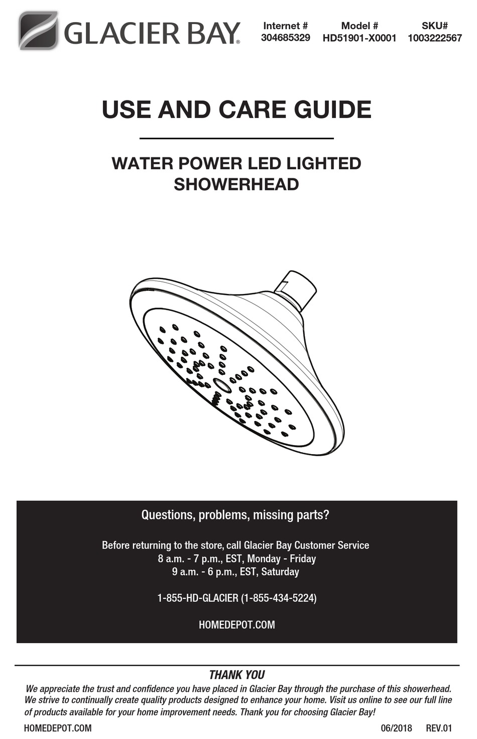 GLACIER BAY HD51901X0001 USE AND CARE MANUAL Pdf Download ManualsLib