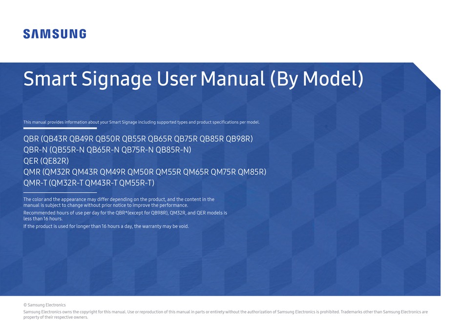 SAMSUNG QB SERIES USER MANUAL Pdf Download ManualsLib