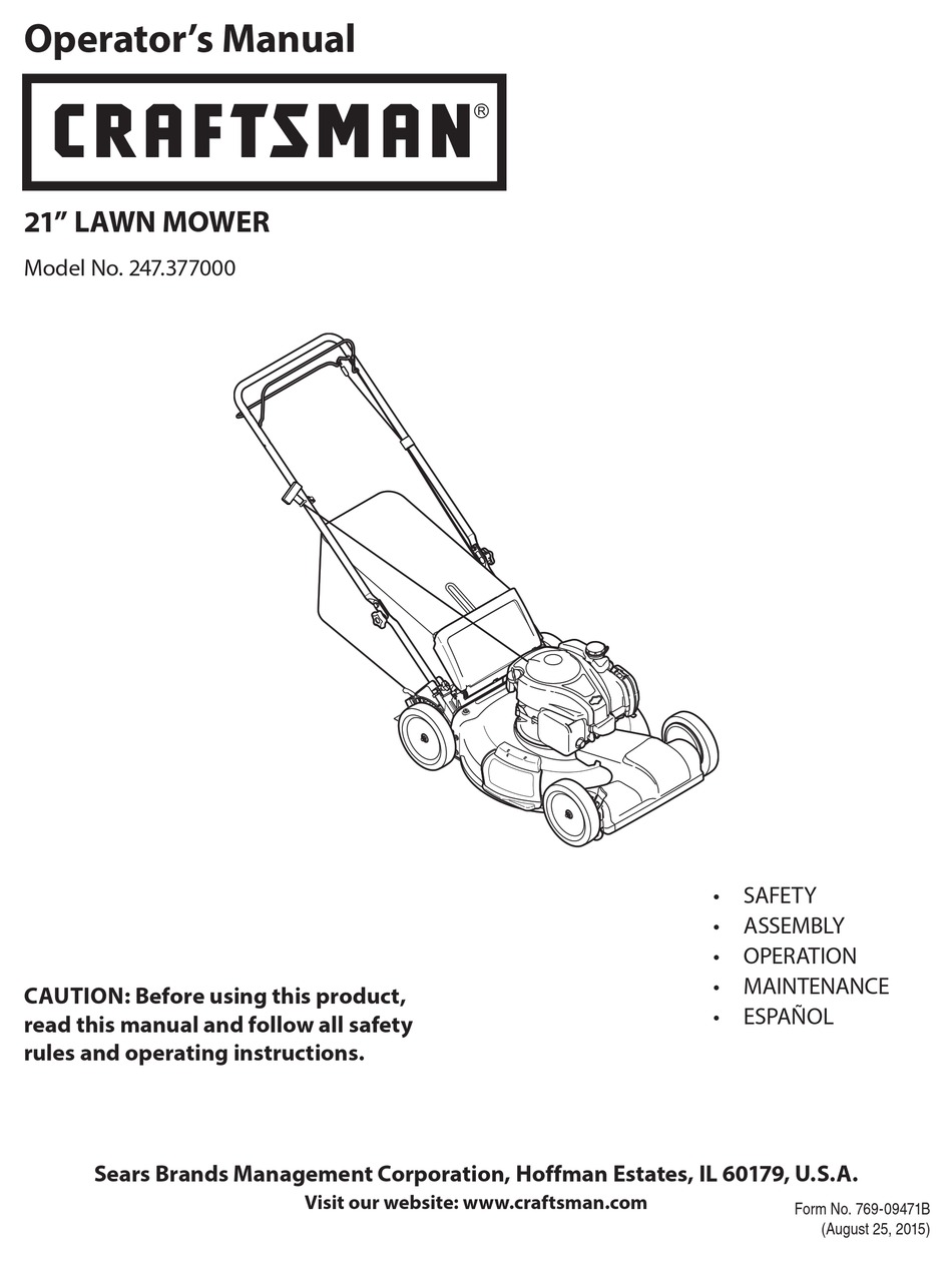 CRAFTSMAN 247.377000 OPERATOR'S MANUAL Pdf Download | ManualsLib