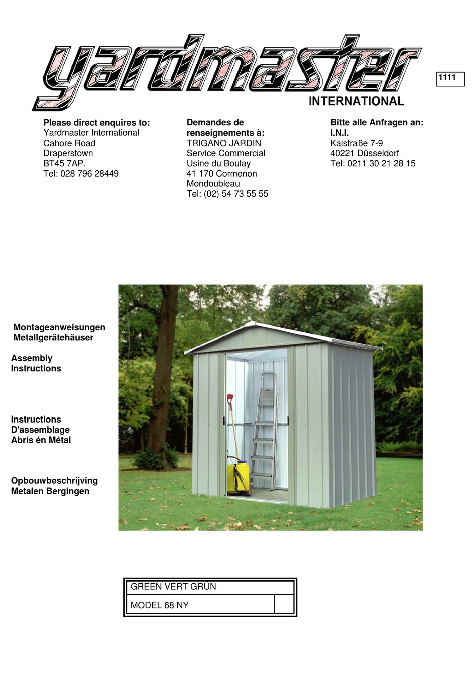 YARDMASTER 68 NY ASSEMBLY INSTRUCTIONS MANUAL Pdf Download ManualsLib