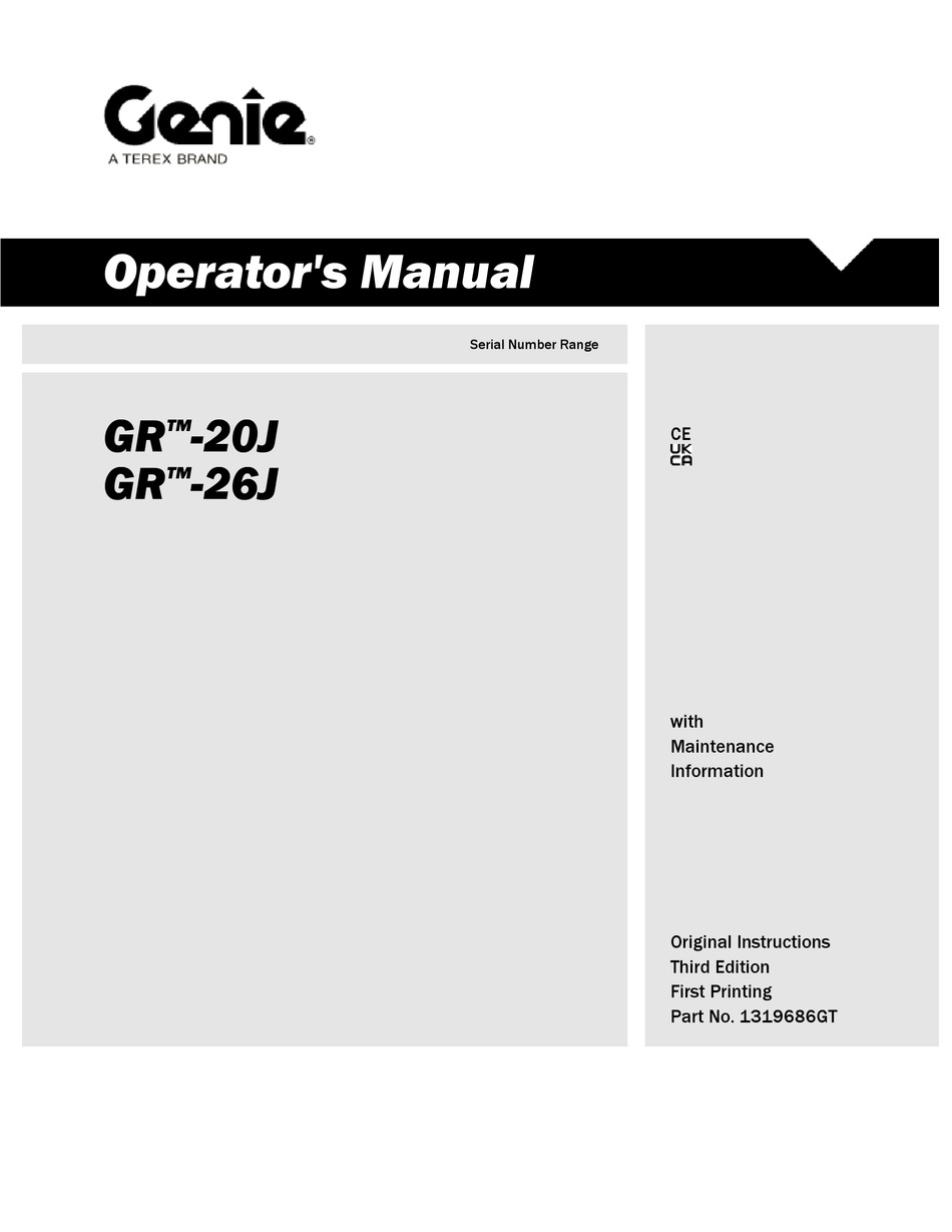 TEREX GENIE GR-20J OPERATOR'S MANUAL Pdf Download | ManualsLib