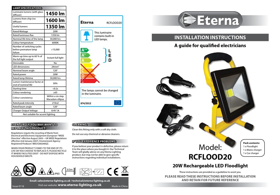 ETERNA RCFLOOD20 INSTALLATION INSTRUCTIONS Pdf Download ManualsLib