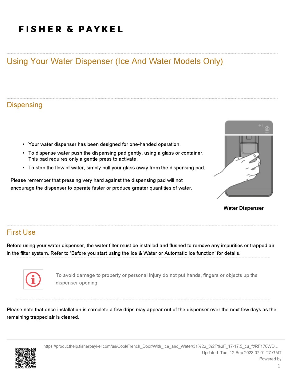 FISHER & PAYKEL RF170WD QUICK START MANUAL Pdf Download ManualsLib