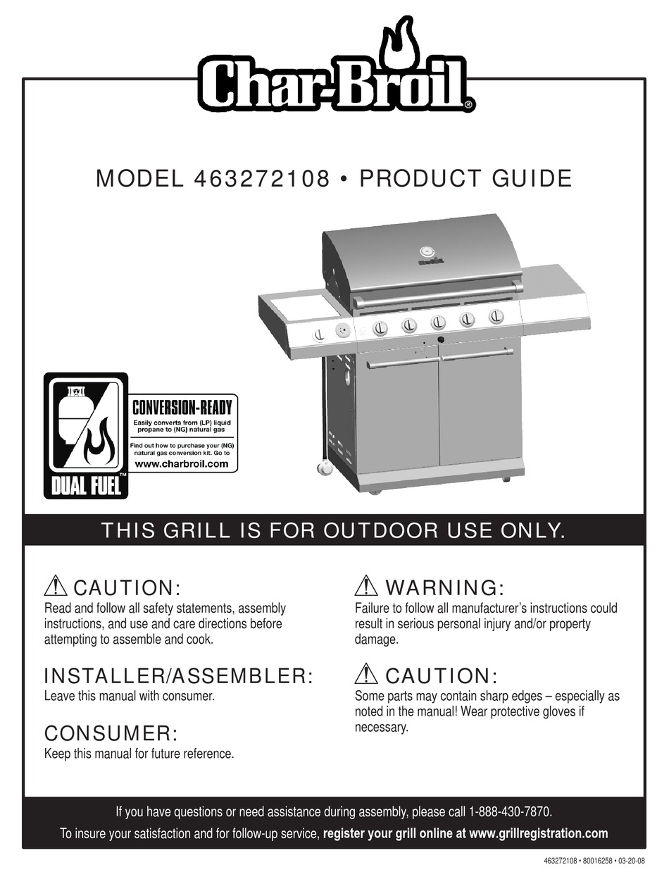CHARBROIL 463272108 PRODUCT MANUAL Pdf Download ManualsLib