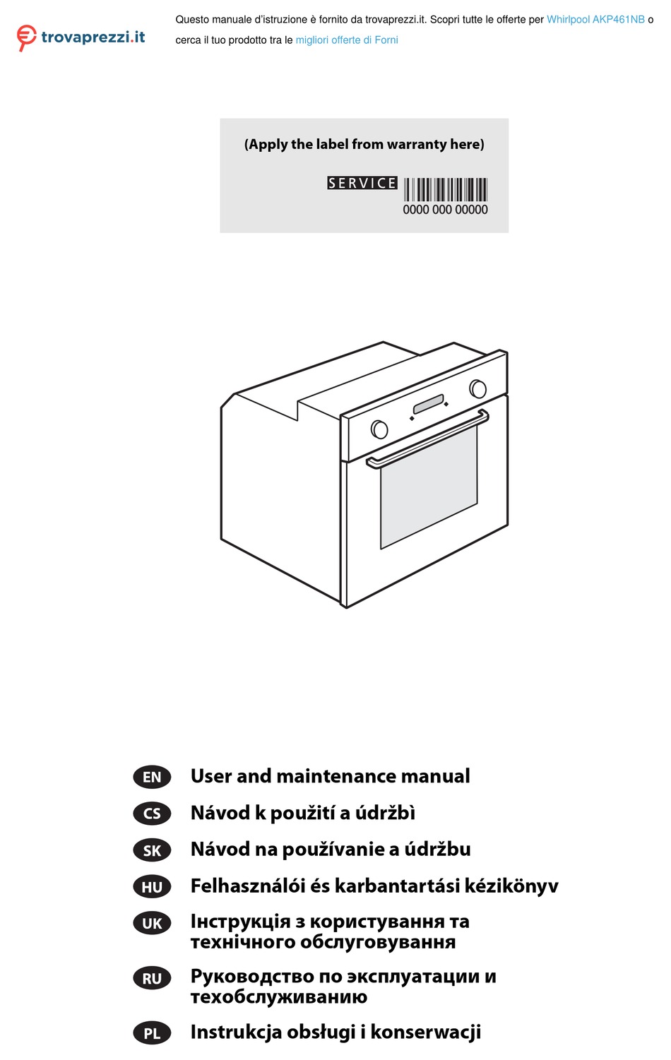 WHIRLPOOL AKP461NB USER AND MAINTENANCE MANUAL Pdf Download | ManualsLib