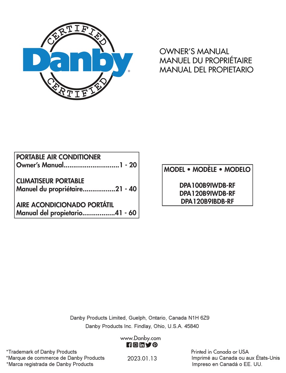 DANBY DPA100B9IWDBRF OWNER'S MANUAL Pdf Download ManualsLib