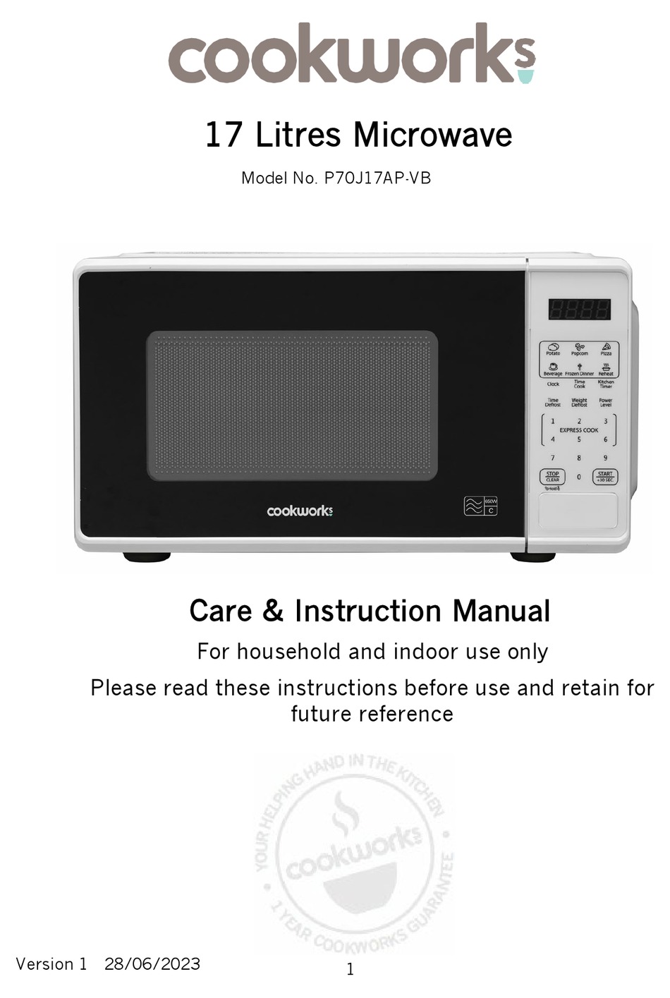 COOKWORKS P70J17APVB CARE & INSTRUCTION MANUAL Pdf Download ManualsLib
