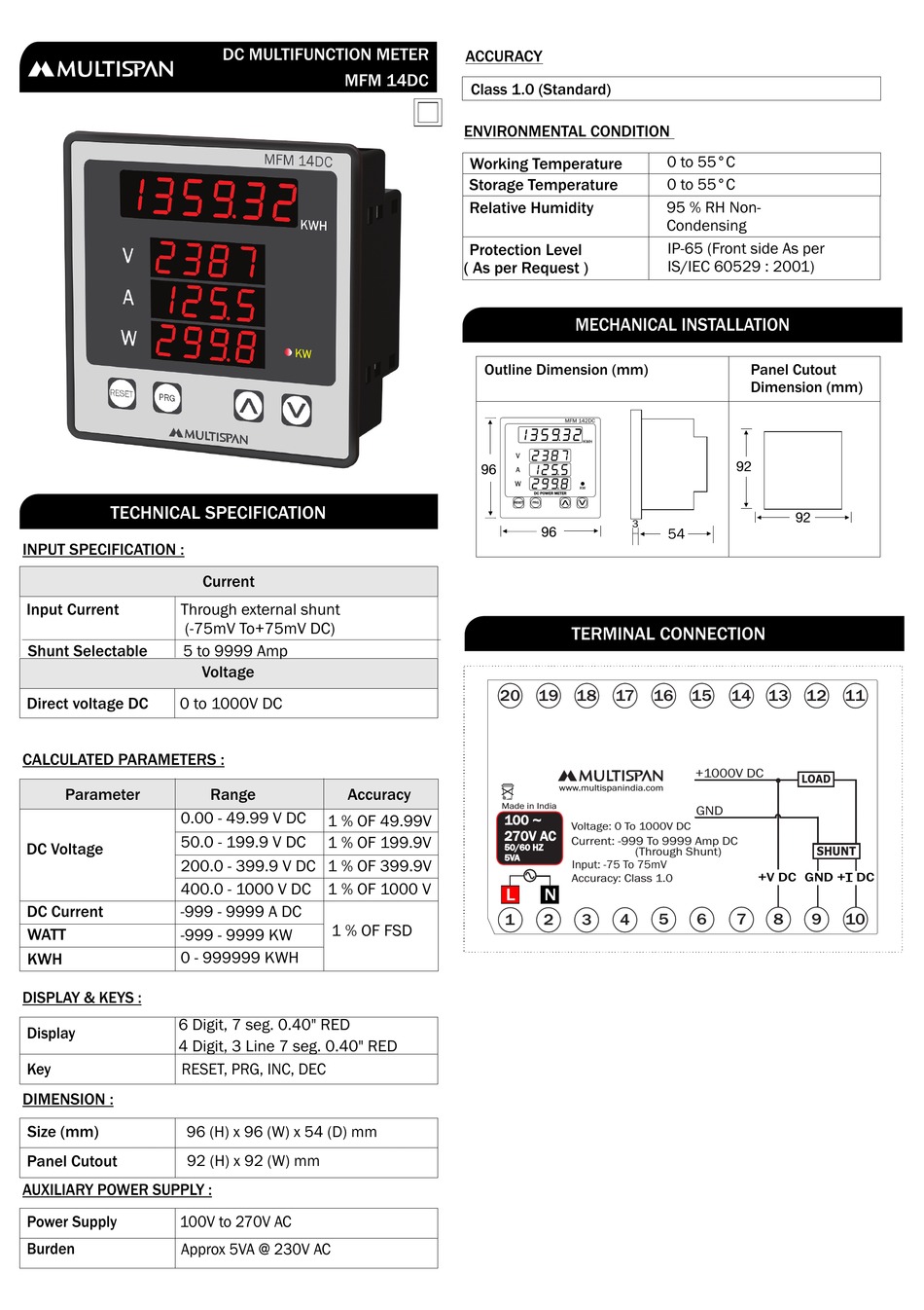 MULTISPAN MFM 14DC QUICK START MANUAL Pdf Download | ManualsLib