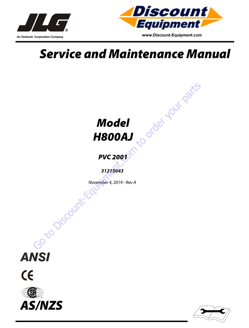 OSHKOSH CORPORATION JLG H800AJ SERVICE AND MAINTENANCE MANUAL Pdf