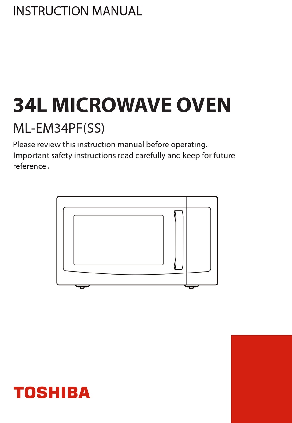 TOSHIBA ML-EC42P Microwave Oven Instruction Manual