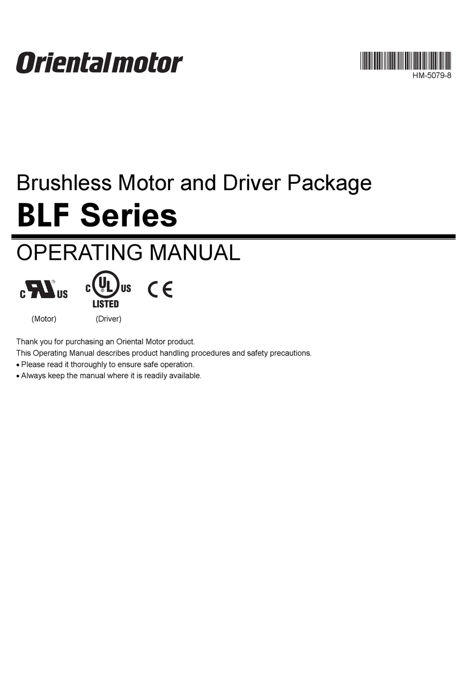 ORIENTAL MOTOR BLF SERIES OPERATING MANUAL Pdf Download | ManualsLib