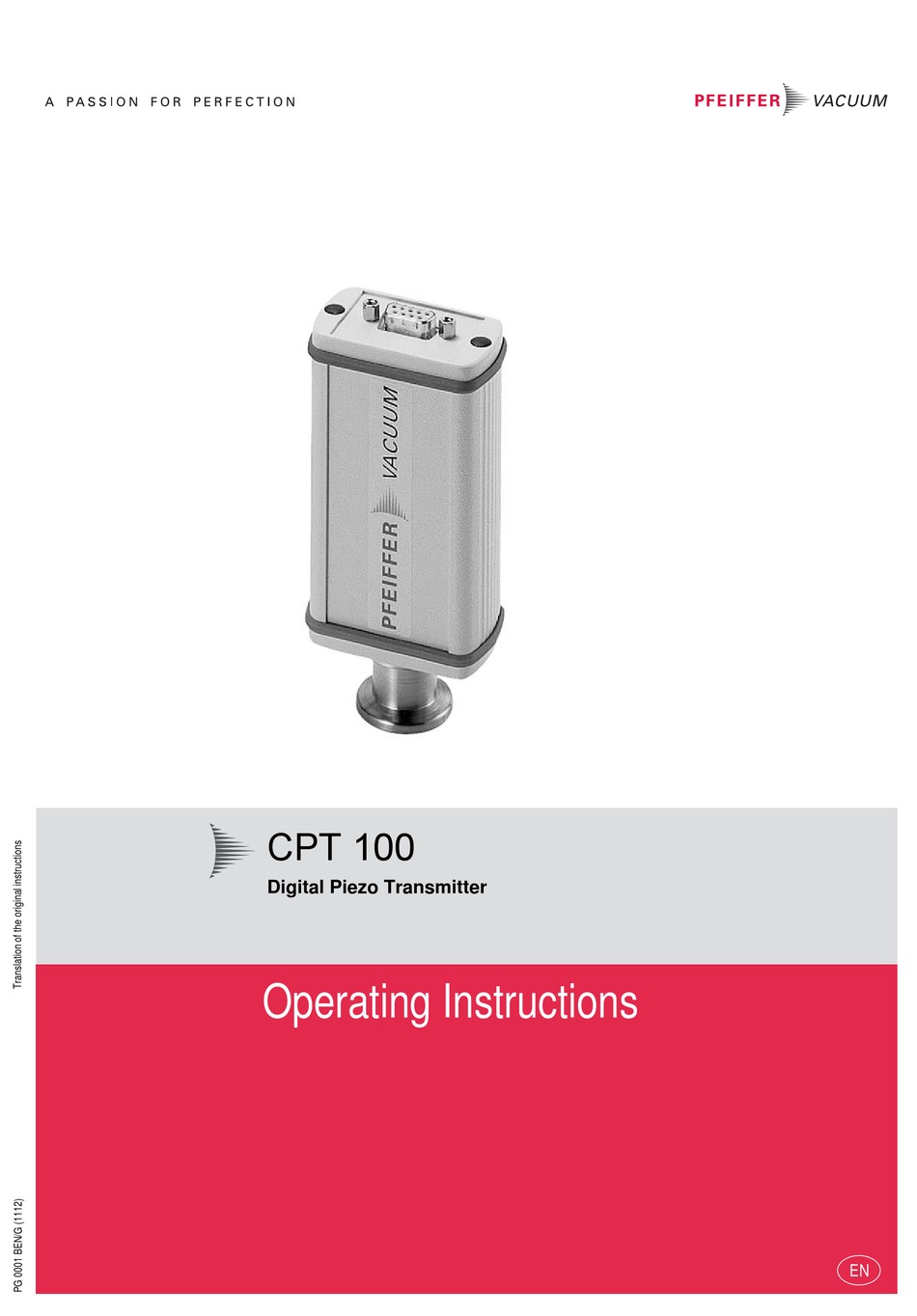 PFEIFFER VACUUM CPT 100 OPERATING INSTRUCTIONS MANUAL Pdf Download