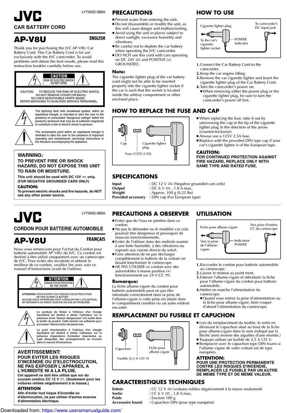 JVC AP-V8U MANUAL Pdf Download | ManualsLib