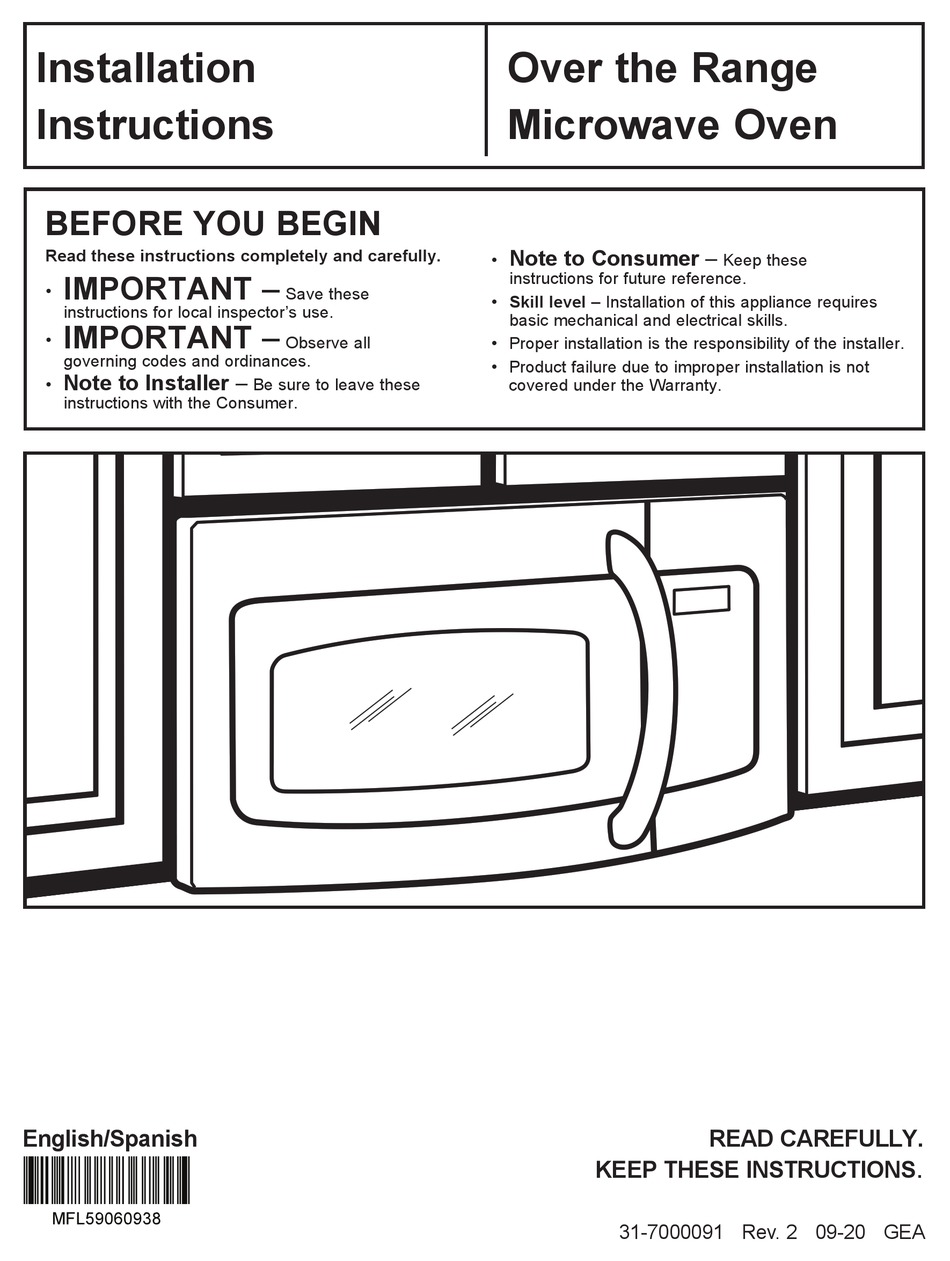HOTPOINT RVM5160MPSA INSTALLATION INSTRUCTIONS MANUAL Pdf Download