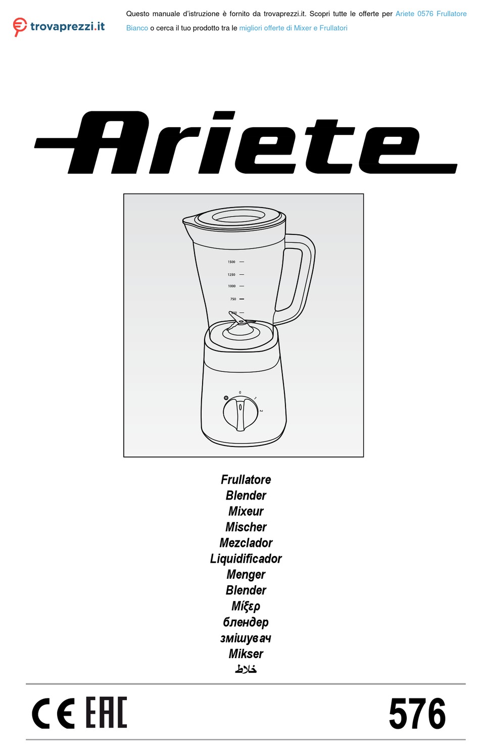 ARIETE 0576 MANUAL Pdf Download ManualsLib