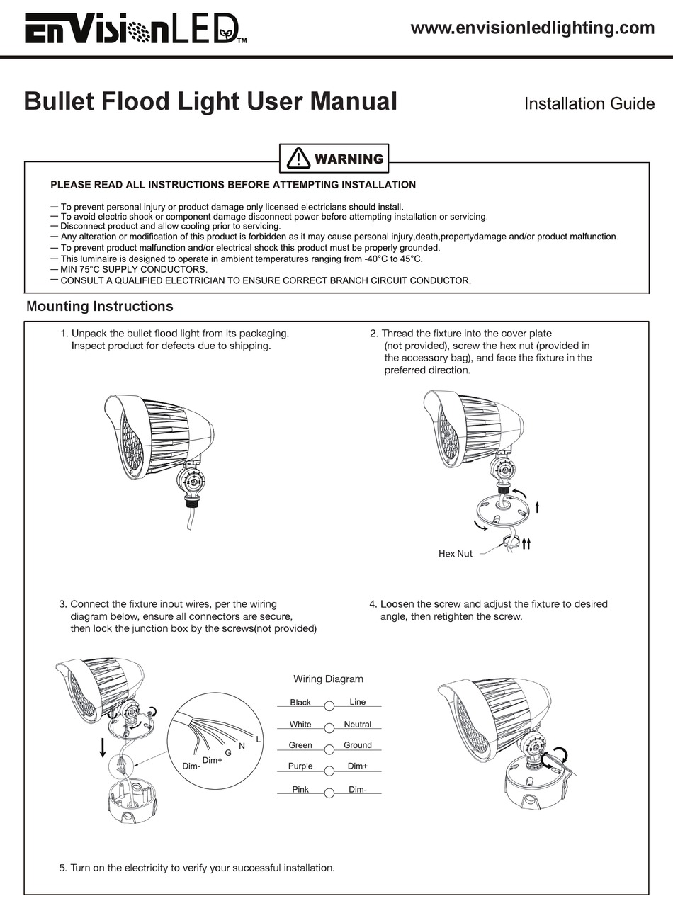 ENVISION LEDBLT3P25WTRIBZTRUNV INSTALLATION MANUAL Pdf Download