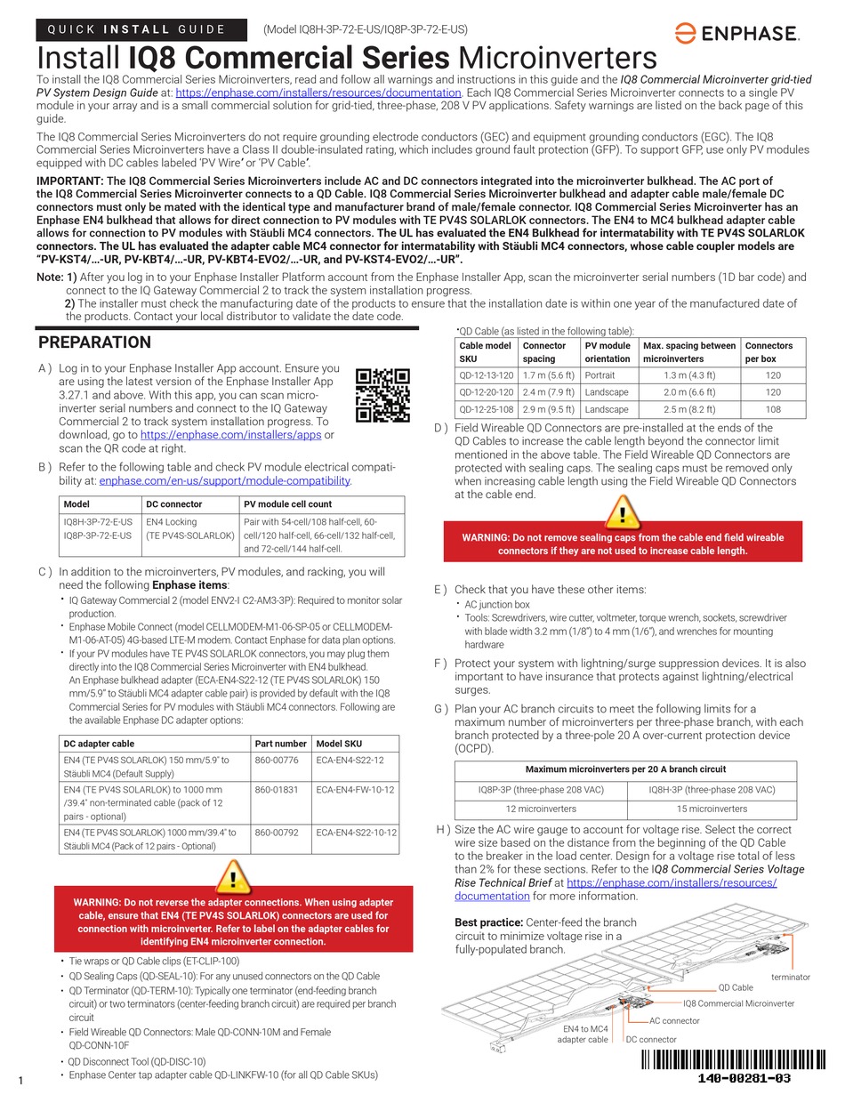 ENPHASE IQ8 COMMERCIAL SERIES QUICK INSTALL MANUAL Pdf Download ...