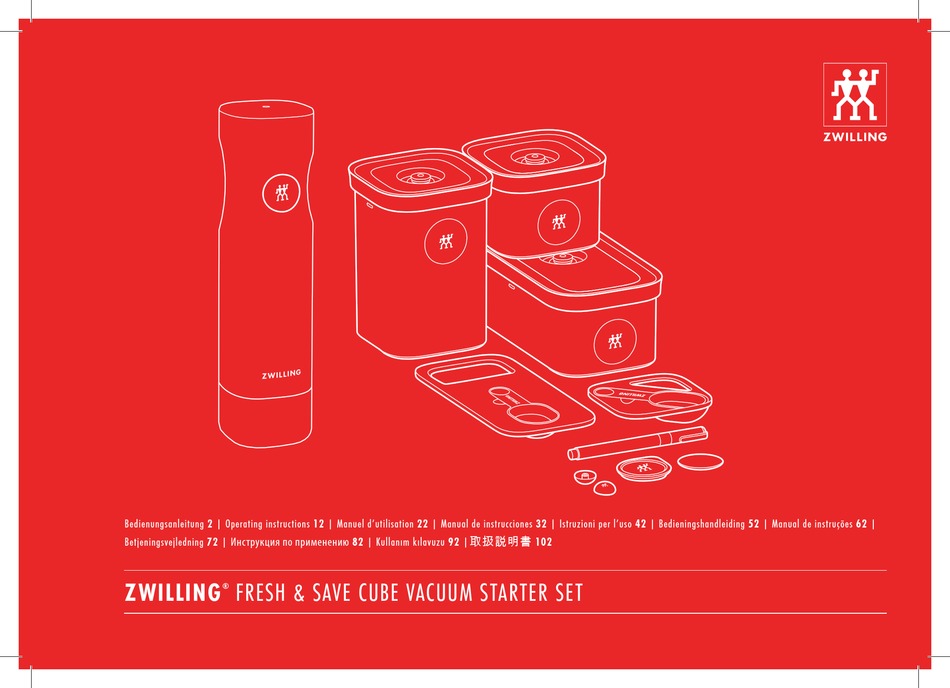 ZWILLING FRESH & SAVE CUBE VACUUM STARTER SET OPERATING INSTRUCTIONS