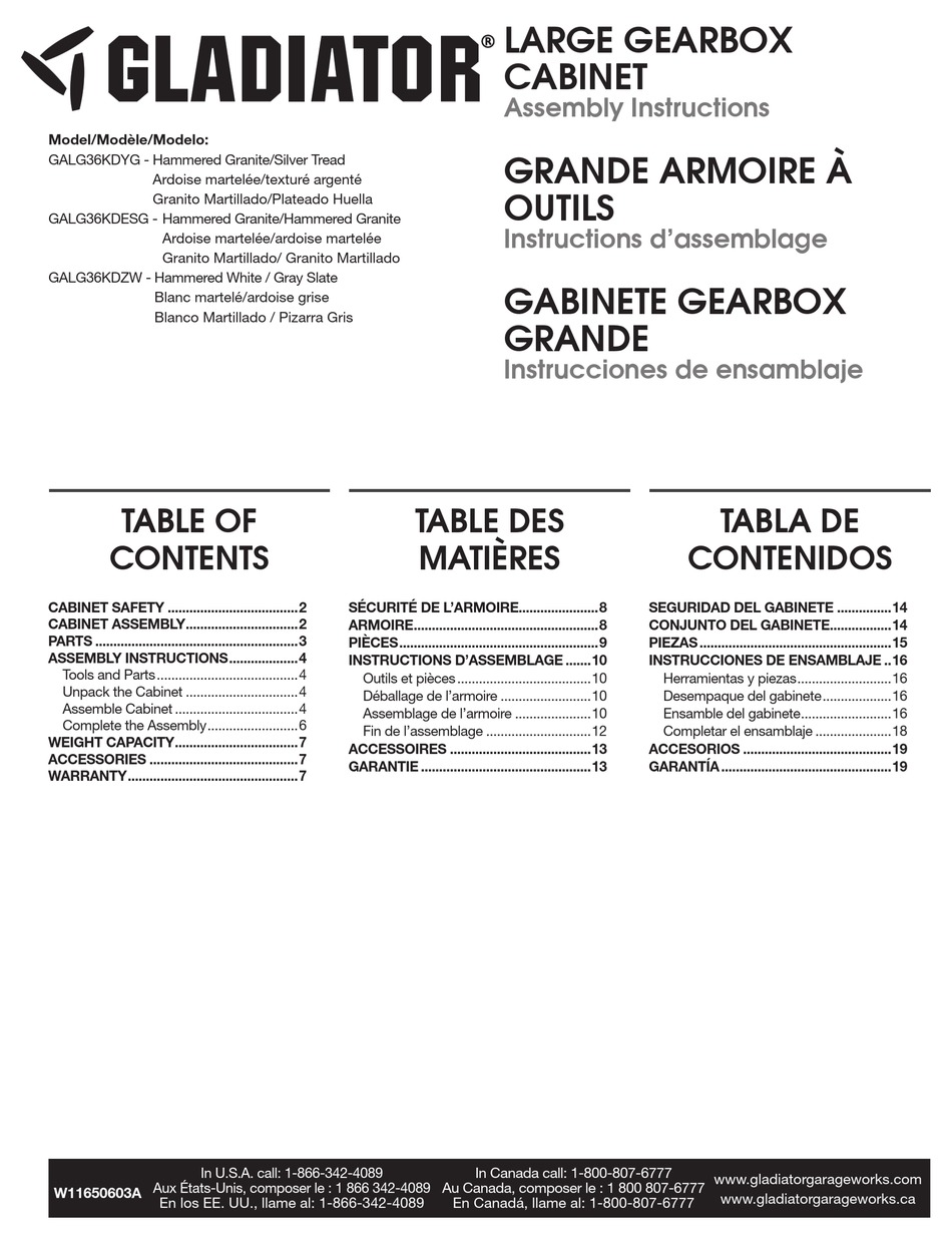 GLADIATOR GALG36KDYG ASSEMBLY INSTRUCTIONS MANUAL Pdf Download ManualsLib