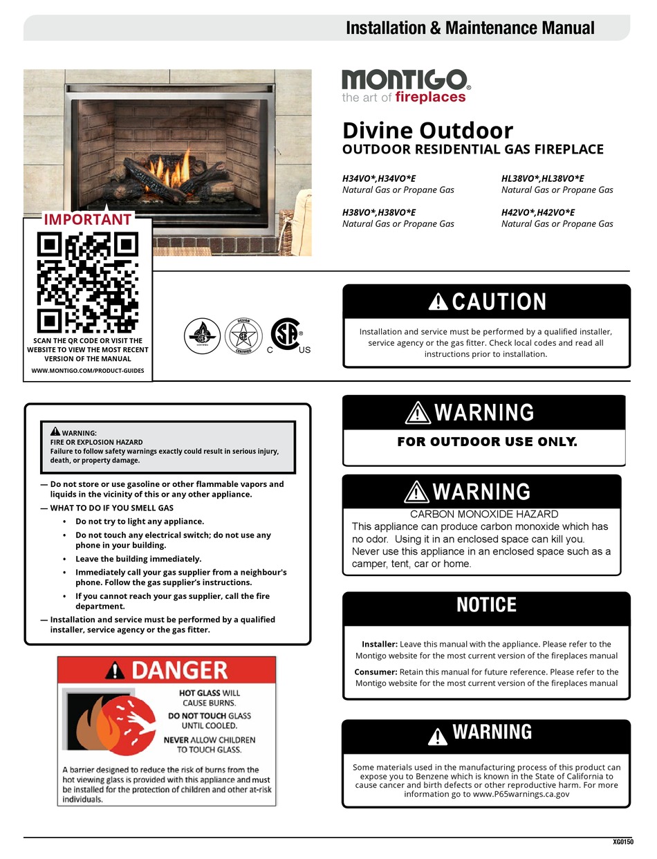 MONTIGO DIVINE H34VO E SERIES INSTALLATION & MAINTENANCE MANUAL Pdf