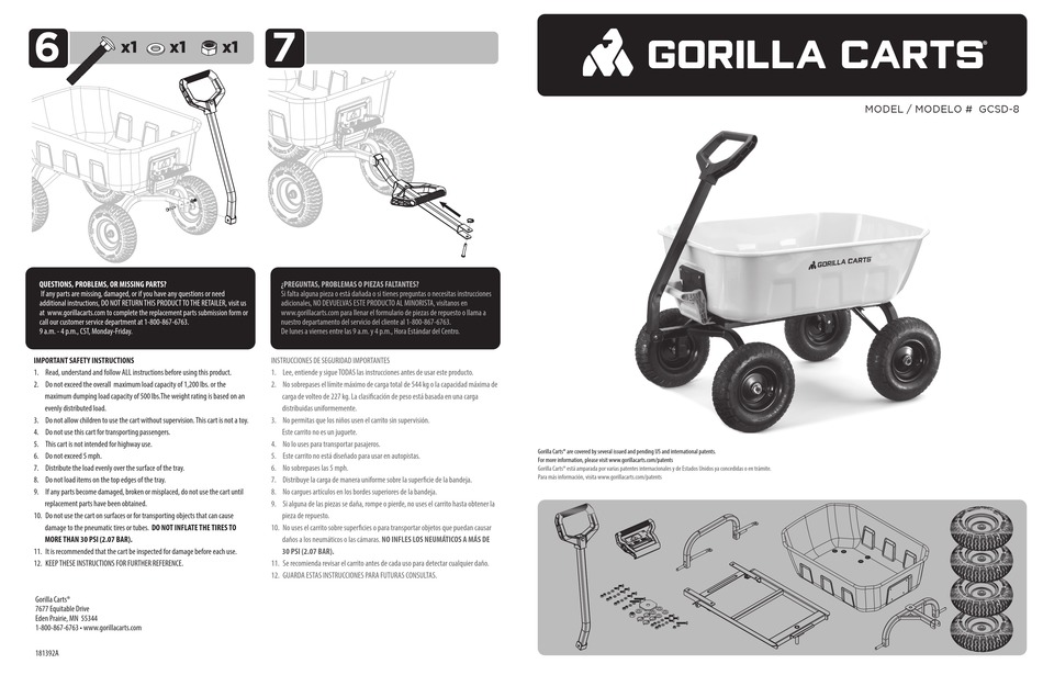 GORILLA CARTS GCSD8 MANUAL Pdf Download ManualsLib