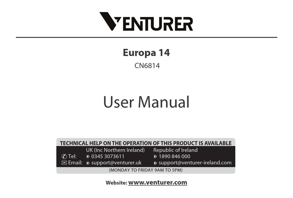 VENTURER EUROPA 14 USER MANUAL Pdf Download | ManualsLib