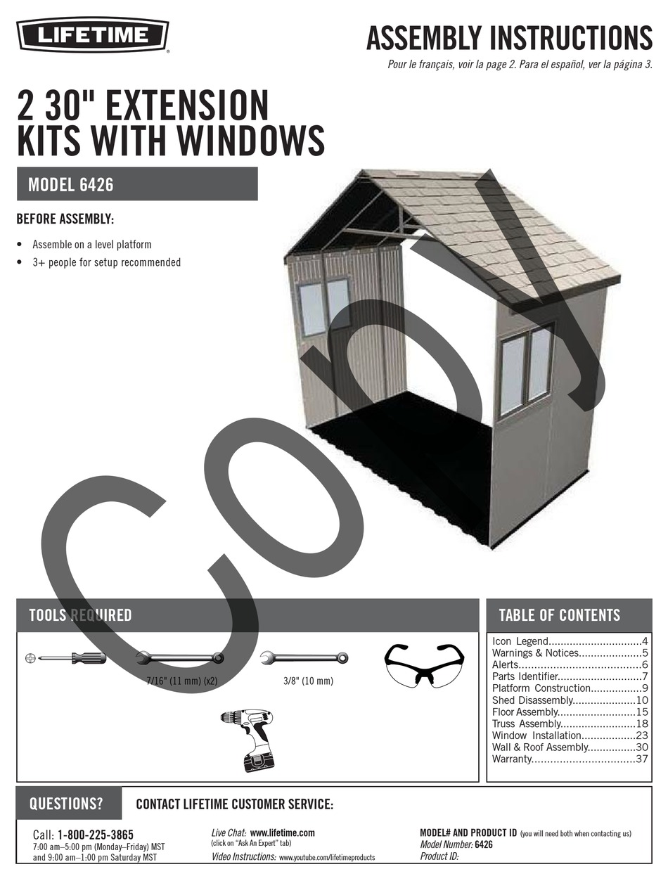LIFETIME 6426 ASSEMBLY INSTRUCTIONS MANUAL Pdf Download ManualsLib