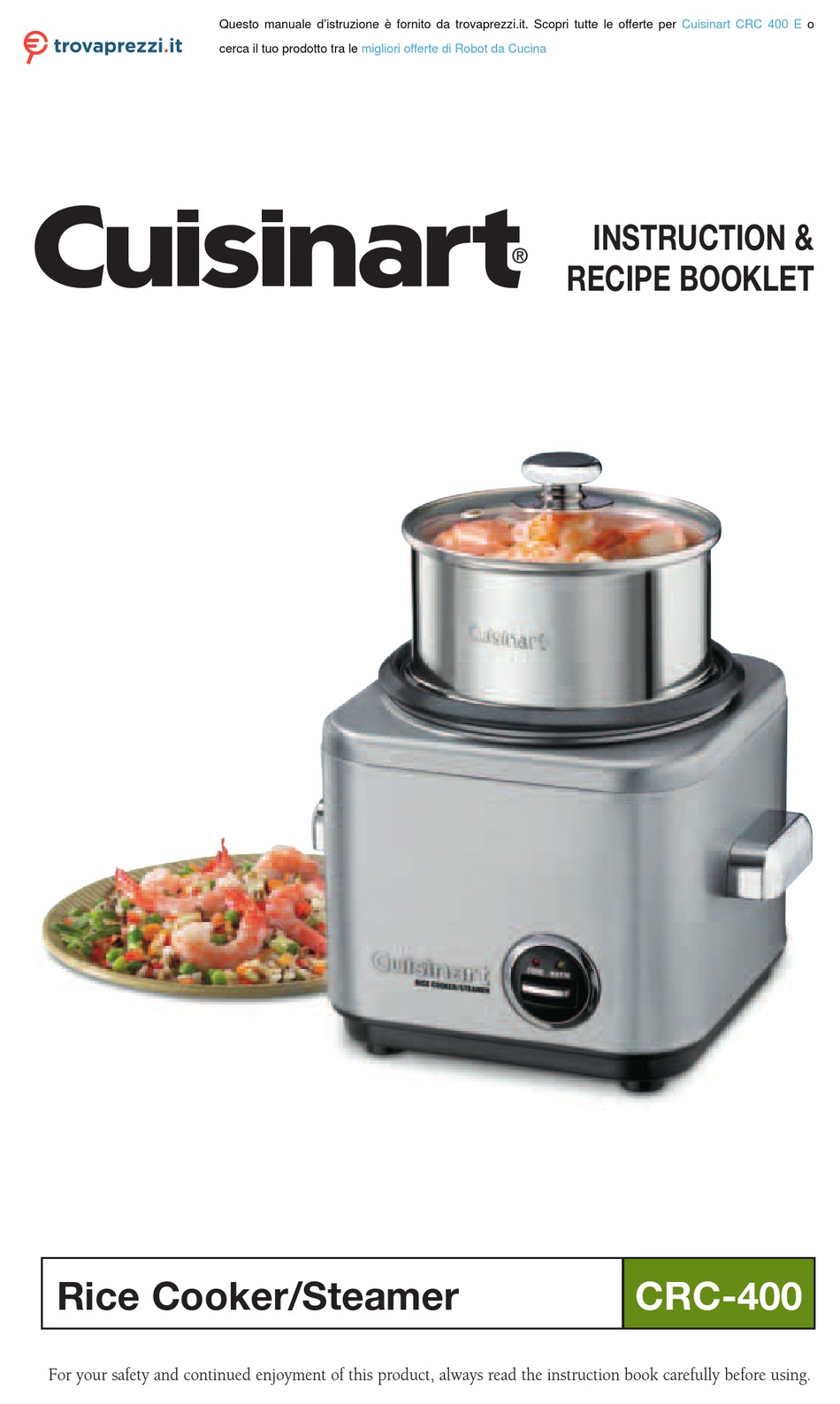 CUISINART CRC-400 INSTRUCTION/RECIPE BOOKLET Pdf Download | ManualsLib