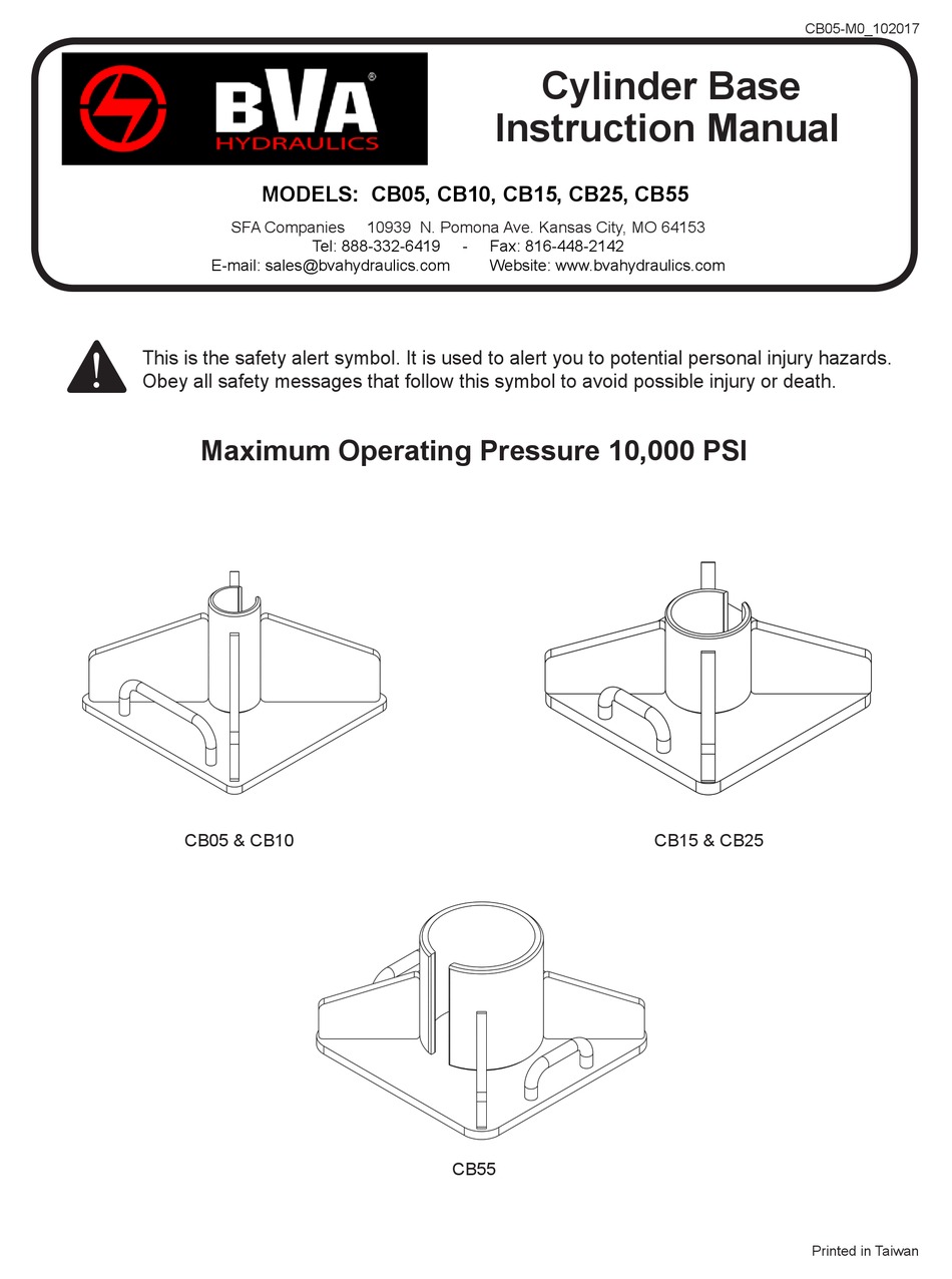 BVA HYDRAULICS CB05 INSTRUCTION MANUAL Pdf Download ManualsLib
