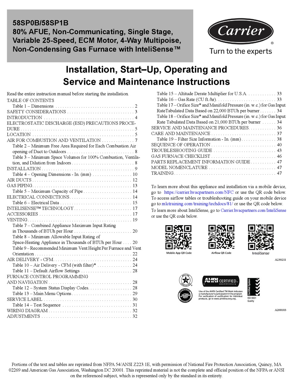 carrier-58sp0b-installation-start-up-operating-and-service-and