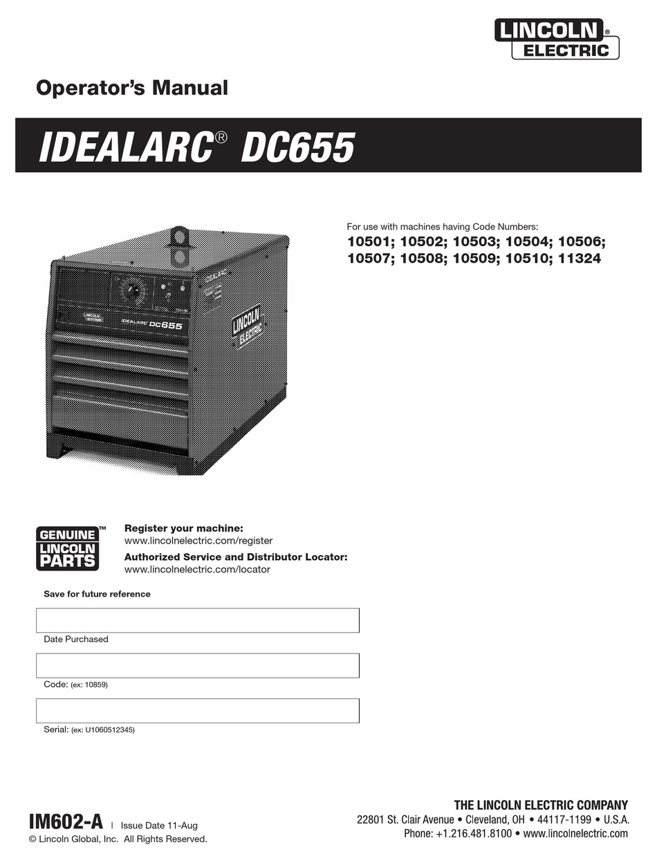 LINCOLN ELECTRIC 10501 OPERATOR