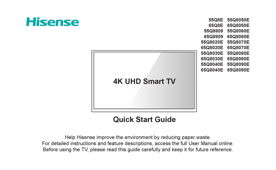 HISENSE 55Q8E QUICK START MANUAL Pdf Download ManualsLib
